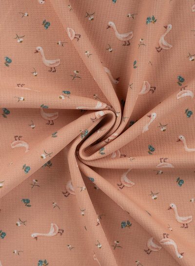 Qjutie the qjutest ganzen - wafeltricot - dusty zalmkleurig