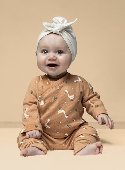 Qjutie the qjutest geese - waffle jersey - dusty salmon colored