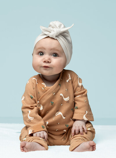 Qjutie the qjutest geese - waffle jersey - dusty salmon colored