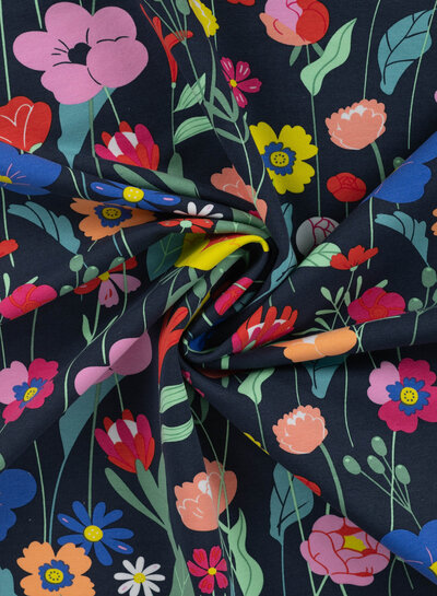 Qjutie the qjutest kleurrijke bloemen - french terry