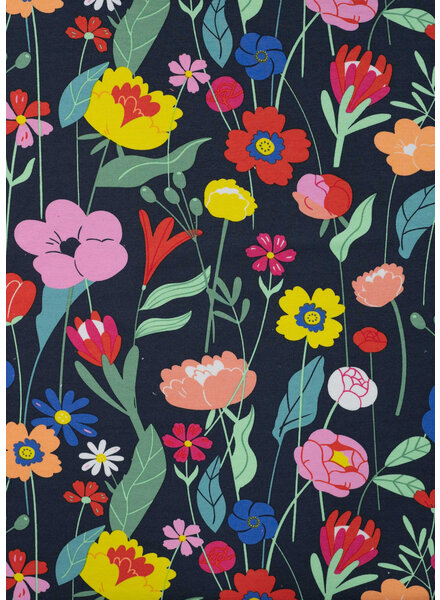 Qjutie the qjutest kleurrijke bloemen - french terry