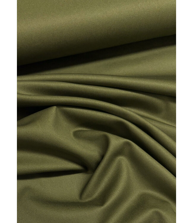 Madeline khaki katoen gabardine - vast en stevig geweven - trenchcoat stof (niet waterproof)