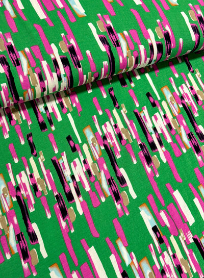 Madeline color your life - groen en fuchsia - viscose met geweven structuur