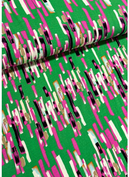 Madeline color your life - groen en fuchsia - viscose met geweven structuur