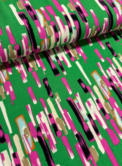 Madeline color your life - groen en fuchsia - viscose met geweven structuur