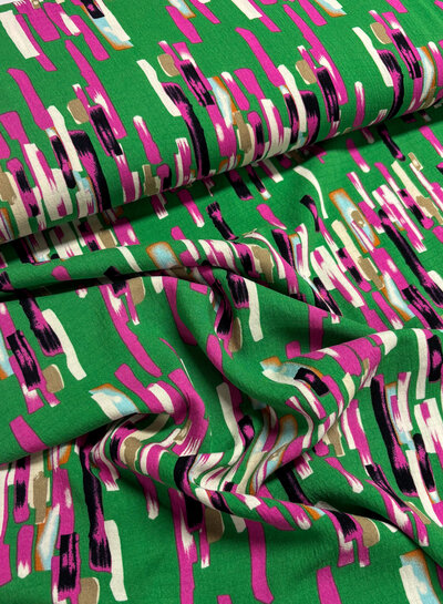 Madeline color your life - groen en fuchsia - viscose met geweven structuur