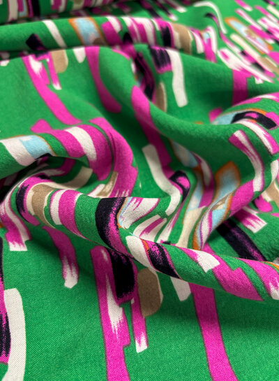 Madeline color your life - groen en fuchsia - viscose met geweven structuur