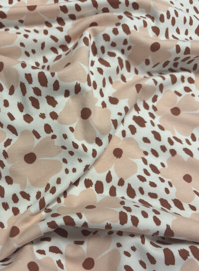 Madeline Flower power - jersey - soft pink and rust