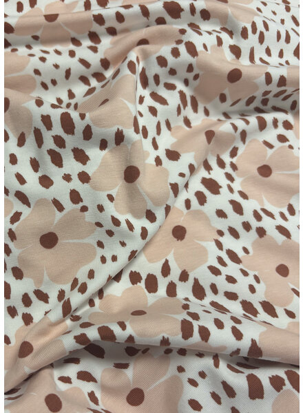 Madeline Flower power - jersey - soft pink and rust