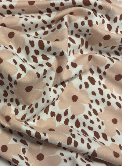 Madeline Flower power - jersey - soft pink and rust