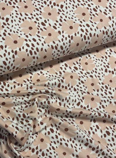 Madeline Flower power - jersey - soft pink and rust