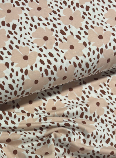 Madeline Flower power - jersey - soft pink and rust