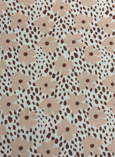 Madeline Flower power - jersey - soft pink and rust