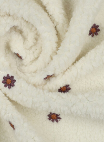 Madeline ecru teddy embroidery flowers - prachtige sherpa