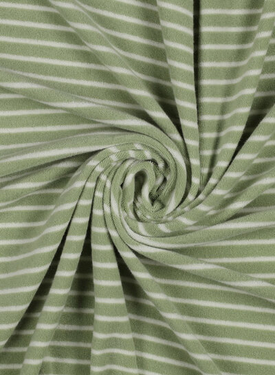 Madeline mint/ecru sponge with stripes - stretch terry cloth