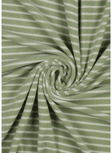 Madeline mint / ecru spons met streepjes - rekbare badstof