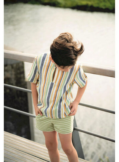 Madeline mint/ecru sponge with stripes - stretch terry cloth