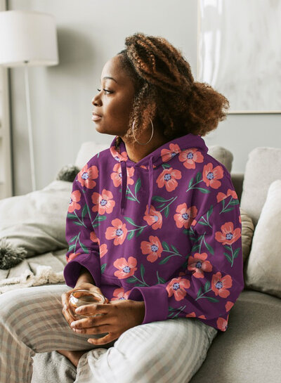 koraal bloemen - bordeaux - hele zachte sweater