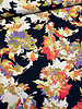 navy peach flowers - satin viscose