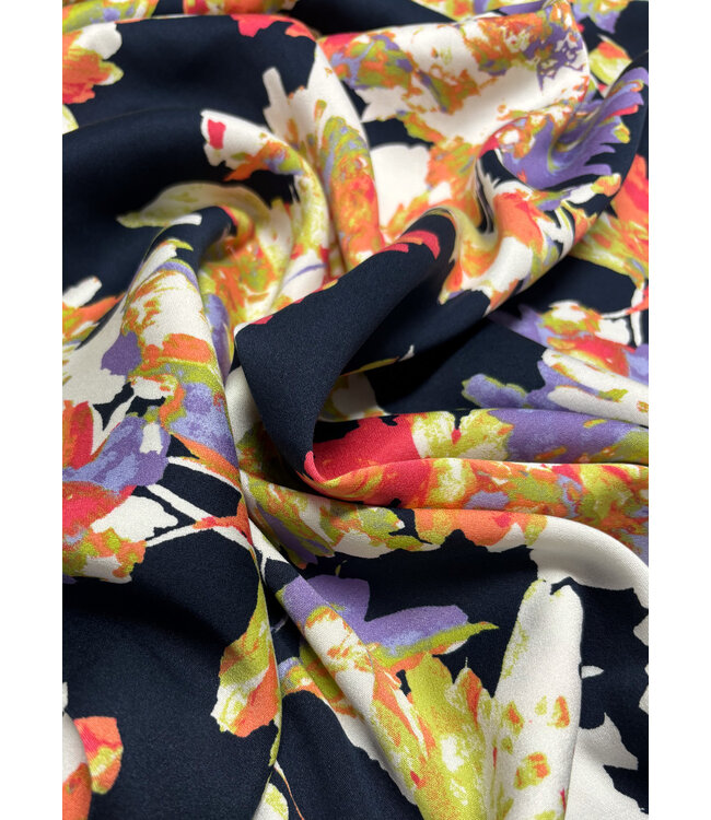 marine peach bloemen - satijn viscose