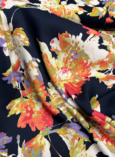 marine peach bloemen - satijn viscose