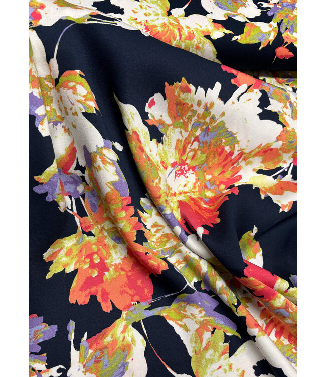 marine peach bloemen - satijn viscose