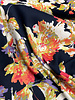 navy peach flowers - satin viscose