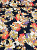 navy peach flowers - satin viscose