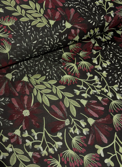 Dandelions black - woven jacquard