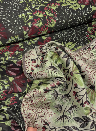 Dandelions zwart - geweven jacquard