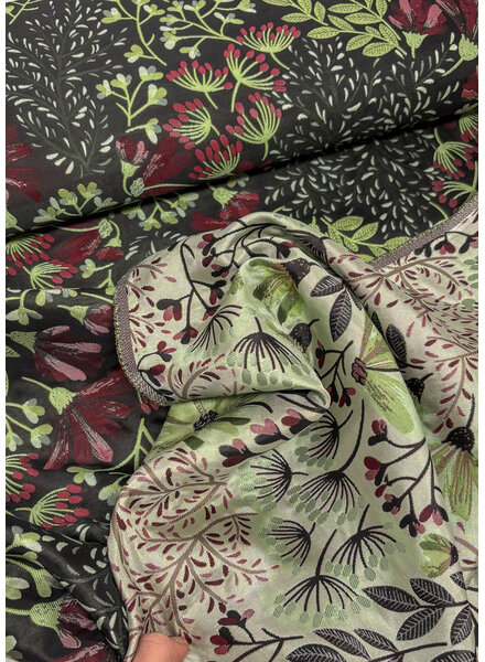 Dandelions zwart - geweven jacquard