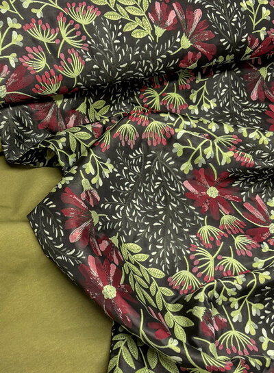 Dandelions zwart - geweven jacquard