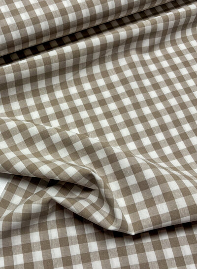 Madeline vichy ruitje zand  - zacht katoentje