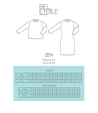 Bel'Etoile Zen dress/sweater - women and children - paper pattern