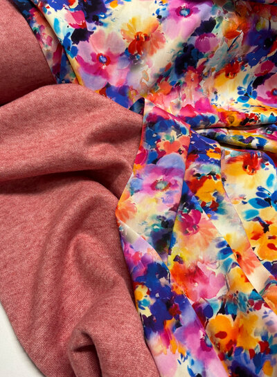 Madeline koraal gemeleerd - gebreide interlock - heel zacht