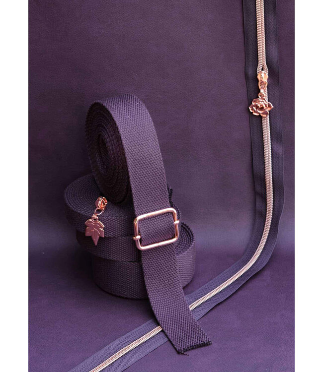 ZipperZoo Midnight Plum  - tassenband pak van 1,5 meter