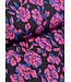 fuchsia roze bloemen op zwarte achtergrond -  geweven jacquard