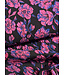 fuchsia roze bloemen op zwarte achtergrond -  geweven jacquard