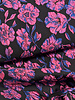 M. fuchsia roze bloemen op zwarte achtergrond -  geweven jacquard