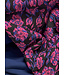 fuchsia roze bloemen op zwarte achtergrond -  geweven jacquard