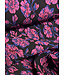 fuchsia roze bloemen op zwarte achtergrond -  geweven jacquard