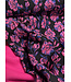 fuchsia roze bloemen op zwarte achtergrond -  geweven jacquard