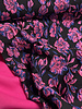M. fuchsia pink flowers on black background - woven jacquard