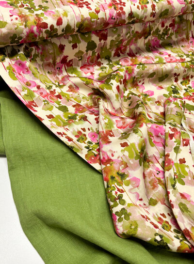 100% washed linen fresh green