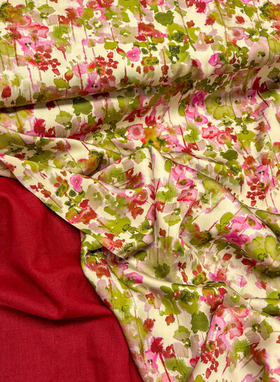 100% washed linen wine red