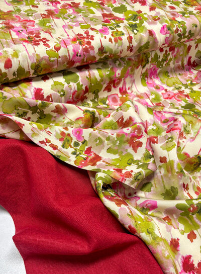 100% washed linen wine red