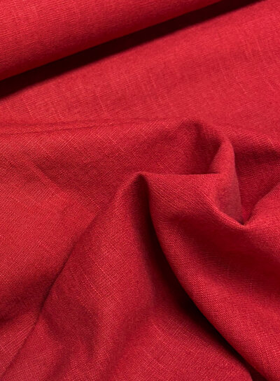 100% washed linen wine red