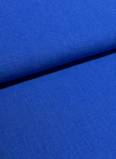 100% washed linen - cobalt blue