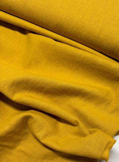 100% washed linen ochre