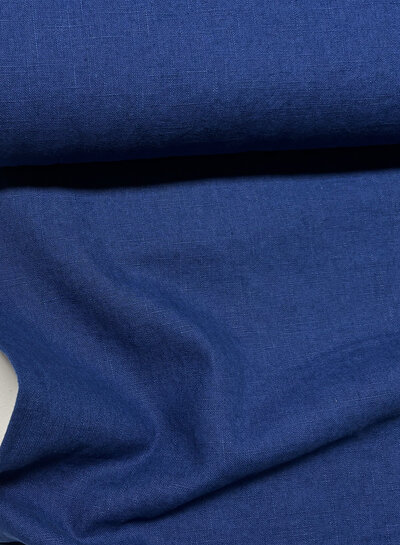 Effen linnen indigo blauw